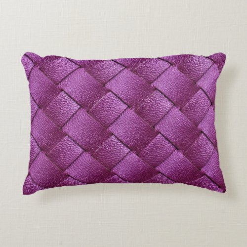 Purple Leather Woven Texture Background Accent Pillow