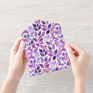 Purple Leaves All In One Invitation