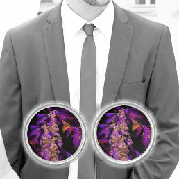 Purple leaves fractal - cool cufflinks