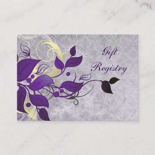Customizable purple leaves Gift registry  Cards Business Cards