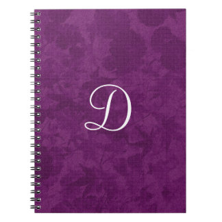 Purple Leaves Pattern Monogram Gift Item Notebook