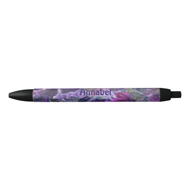 Purple Leaves Pattern Personalized Pen (Front)