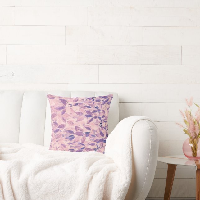 Purple leaves pattern throw pillow (Couch)