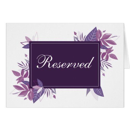 Purple leaves reserved sign Botanical wedding