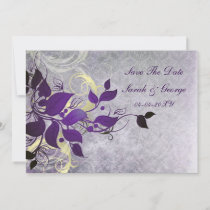 purple leaves save the date announcement