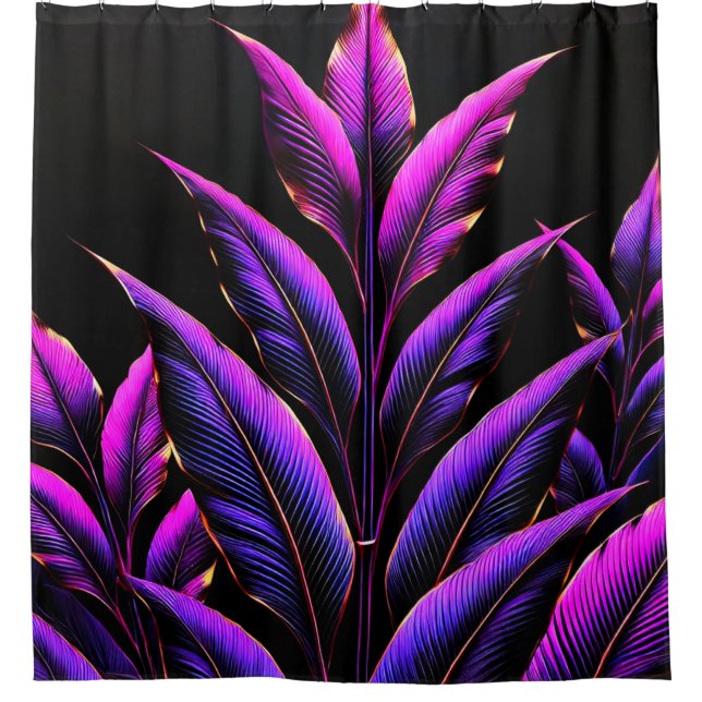 Purple Leaves Shower Curtain (Front)