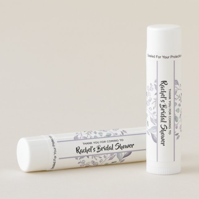 Purple Leaves Shower Thank You Gift Lip Balm (Front)