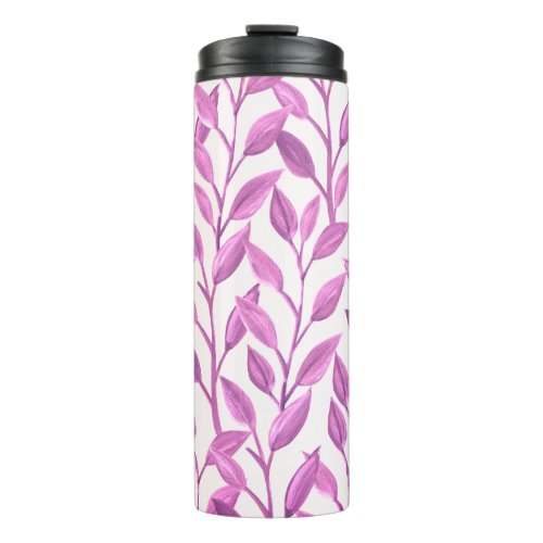 Purple Leaves Thermal Tumbler  12 oz