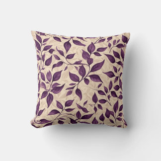 purple leaves throw pillow
