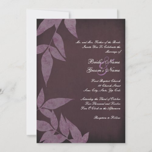 Purple Leaves Vintage Wedding Invitations
