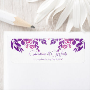 Purple Leaves Wedding Theme Label
