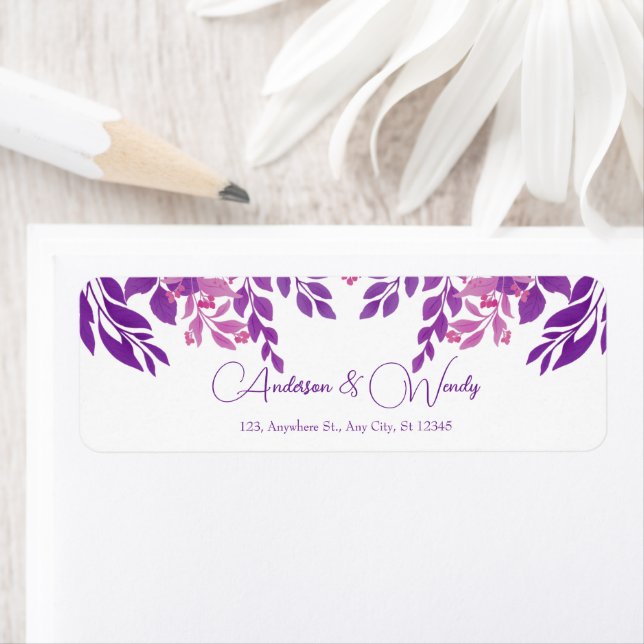 Purple Leaves Wedding Theme Label (Insitu)
