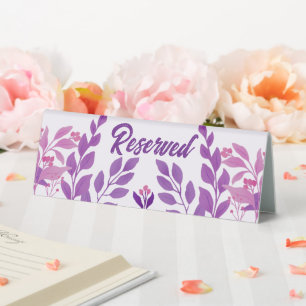 Purple Leaves Wedding Theme Table Tent