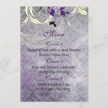 purple leaves winter wedding menu
