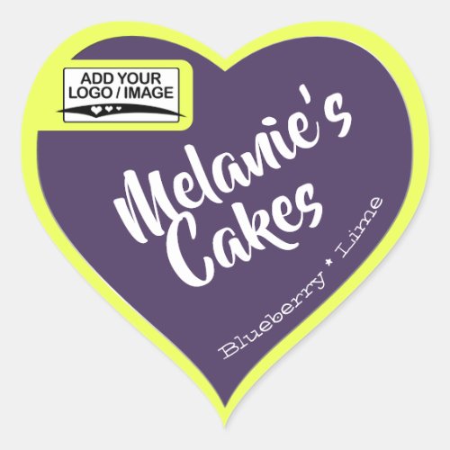 Purple Lemon Yellow Cake Packaging Logo Template Heart Sticker