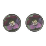 Purple Lenten Rose Easter Flower Cufflinks