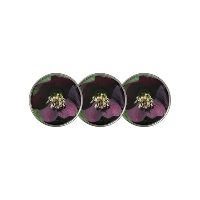 Purple Lenten Rose Easter Flower Golf Ball Marker (3 Up)