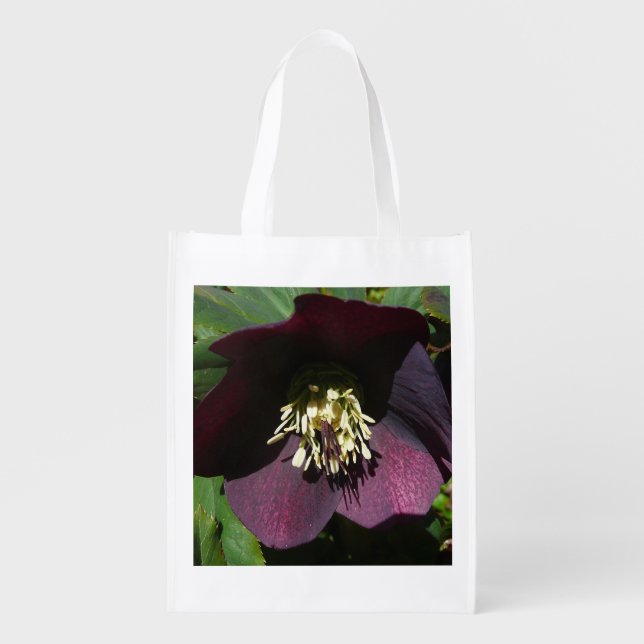 Purple Lenten Rose Easter Flower Grocery Bag (Front)