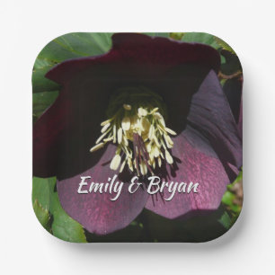 Purple Lenten Rose Easter Flower Paper Plates