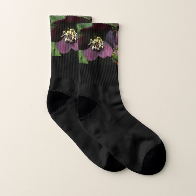 Purple Lenten Rose Easter Flower Socks (Pair)