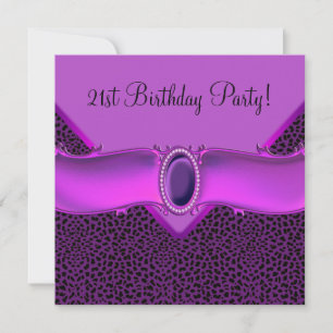 Purple Leopard 21st Birthday Party Invitation