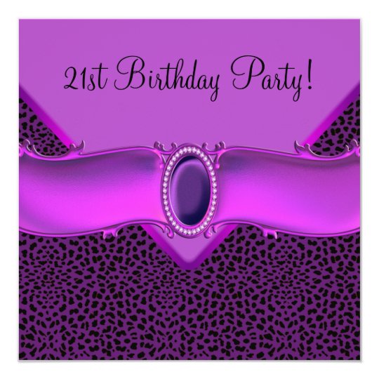 Purple Leopard 21st Birthday Party Invitation