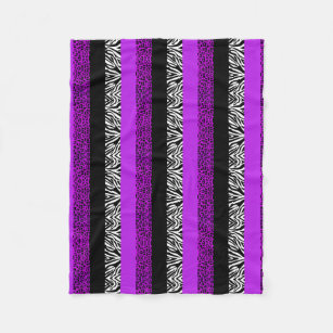Purple Leopard and Zebra Animal Print Fleece Blanket