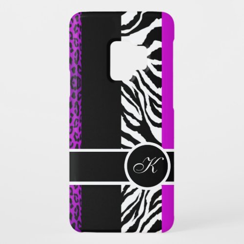 Purple Leopard and Zebra Monogram Animal Print Case_Mate Samsung Galaxy S9 Case