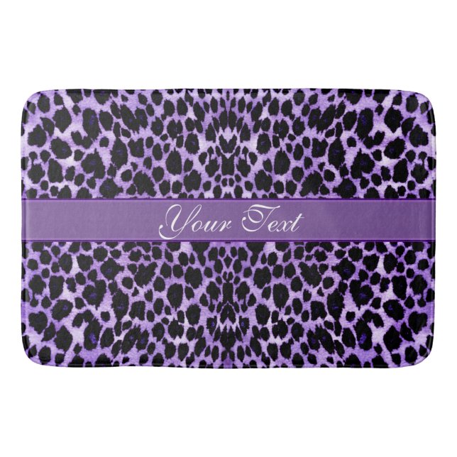 Purple Leopard Animal Print Bathroom Mat (Front)