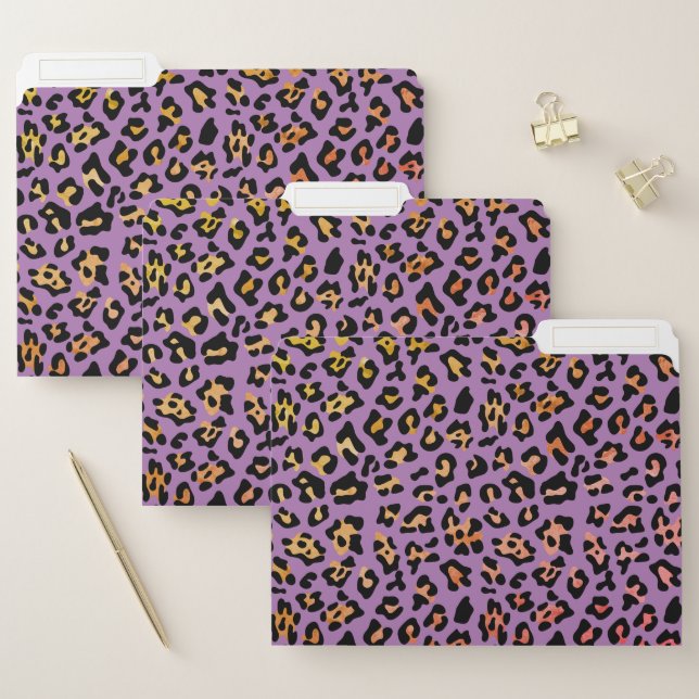 Purple Leopard Animal Print File Folder (Set)