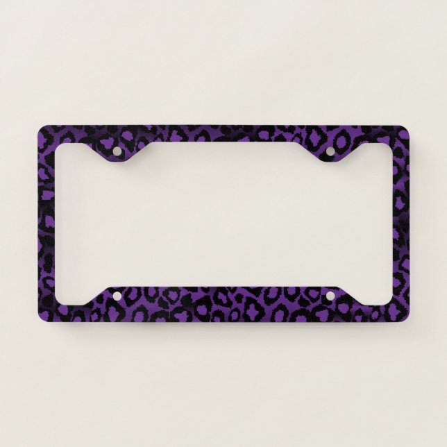 Purple Leopard Animal Print License Plate Frame (Front)