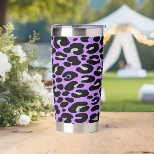 Purple Leopard Black Silver Insulated Tumbler