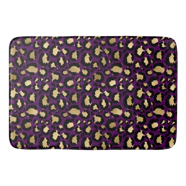 Purple leopard/cheetah animal  print bath mat (Front)