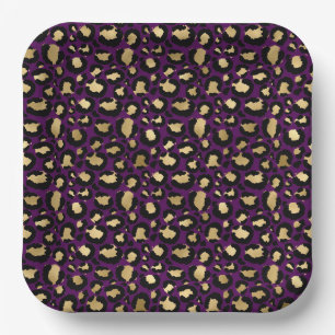 Purple leopard/cheetah animal print paper plates
