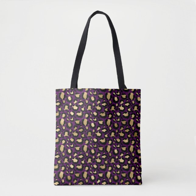 Purple leopard/cheetah animal print tote bag (Front)