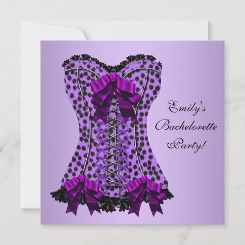 Purple Leopard Corset Purple Bachelorette Party Personalized Announcement
