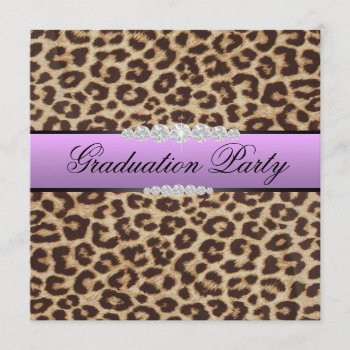 Purple Leopard Graduation Party Invitation by party_depot at Zazzle