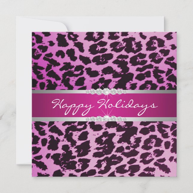 Purple leopard Holiday Invitation (Front)