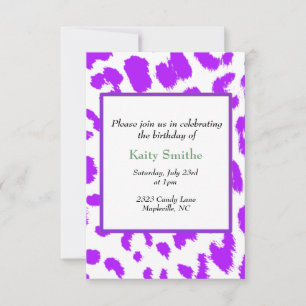 Purple Leopard Pattern Birthday Invitation