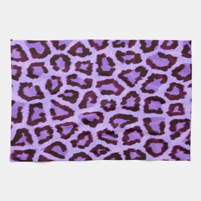 Purple Leopard Pattern Kitchen Towel (Horizontal)