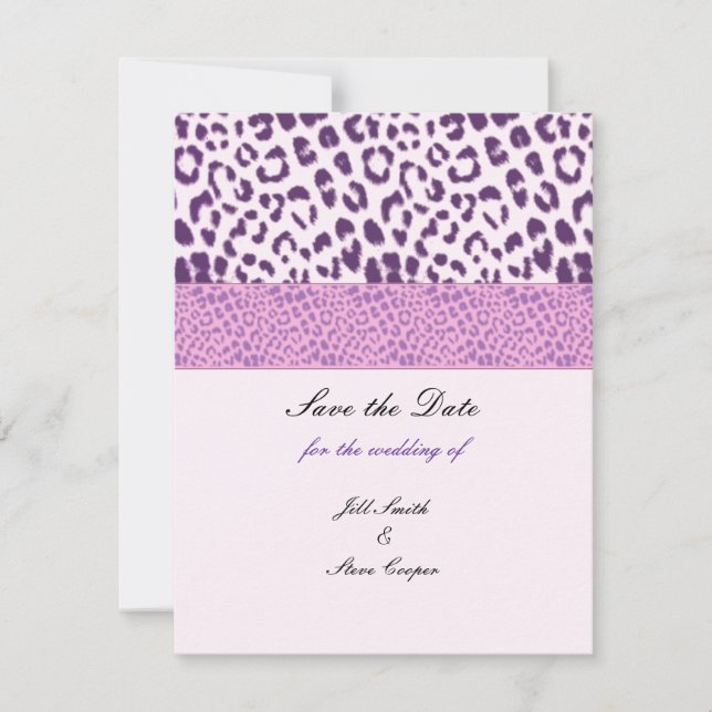 Purple Leopard Pattern Save the Date (Front)