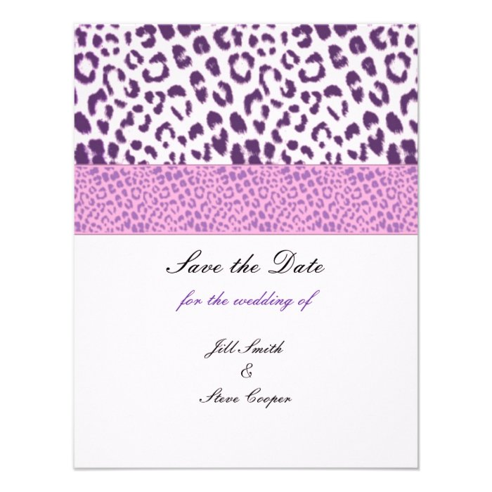 Purple Leopard Pattern Save the Date Personalized Invitations