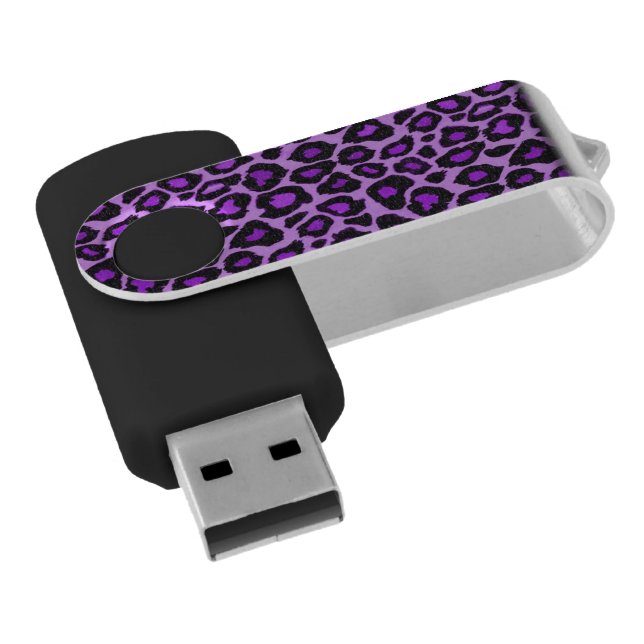 Purple Leopard Pattern USB Flash Drive (Angled)