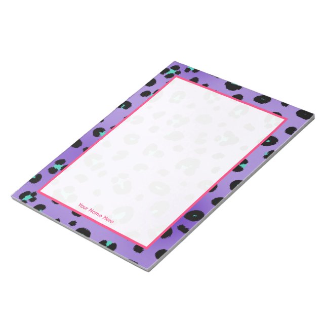 Purple Leopard Personalized Notepad (Angled)