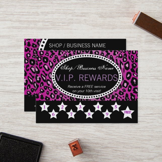 Purple Leopard Print 10th Visit Loyalty Rewards (Front/Back In Situ)
