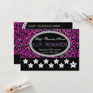 Purple Leopard Print 10th Visit Loyalty Rewards Card