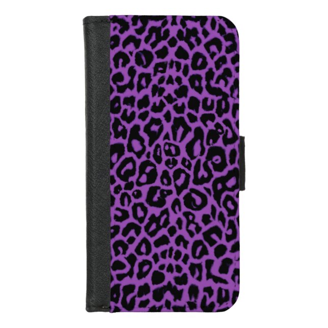 Purple Leopard Print Animal Wallet Phone Case (Front)