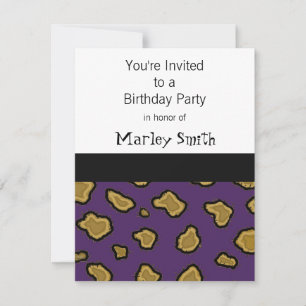 Purple Leopard Print Birthday Invitations