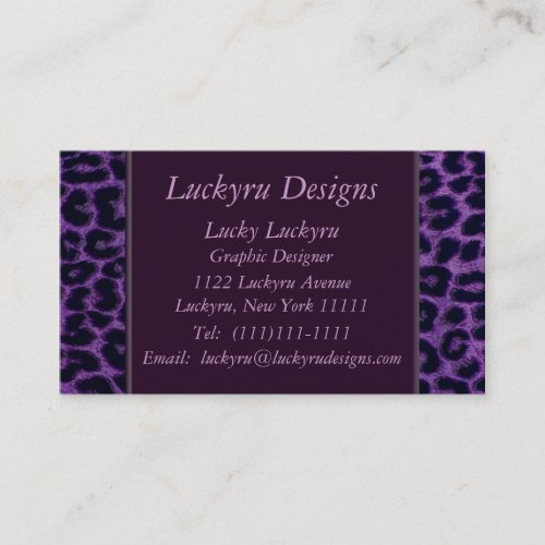 Purple Leopard Print Business Card