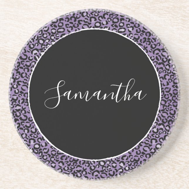 Purple Leopard Print Coaster (Front)